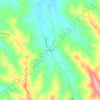 Mapa topográfico Los Sauces, altitude, relevo