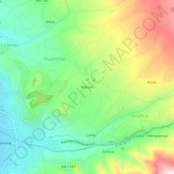 Mapa topográfico Marian, altitude, relevo