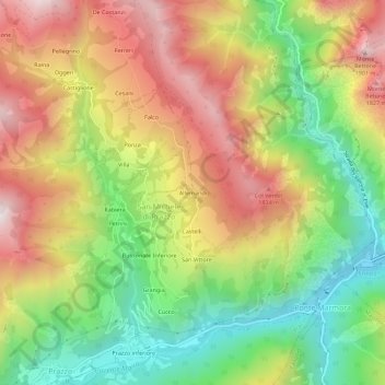 Mapa topográfico Allemandi, altitude, relevo