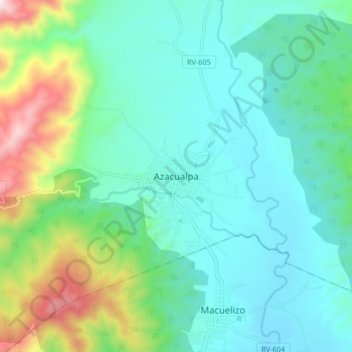 Mapa topográfico Azacualpa, altitude, relevo