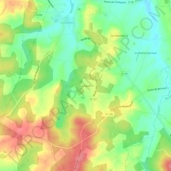 Mapa topográfico La Gasse, altitude, relevo