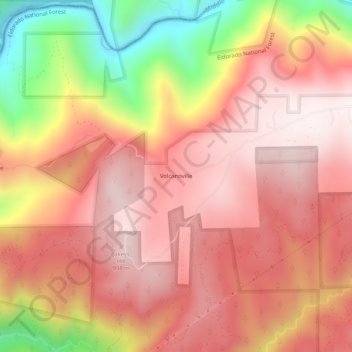 Mapa topográfico Volcanoville, altitude, relevo