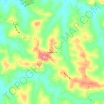 Mapa topográfico Panquegua, altitude, relevo
