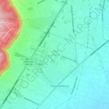 Mapa topográfico La Tijera, altitude, relevo