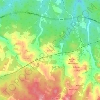 Mapa topográfico La Pinolie, altitude, relevo
