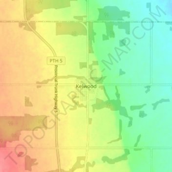 Mapa topográfico Kelwood, altitude, relevo