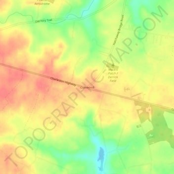 Mapa topográfico Oakwood, altitude, relevo