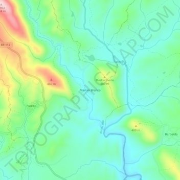 Mapa topográfico Martim Branco, altitude, relevo