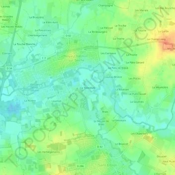 Mapa topográfico La Tremblais, altitude, relevo
