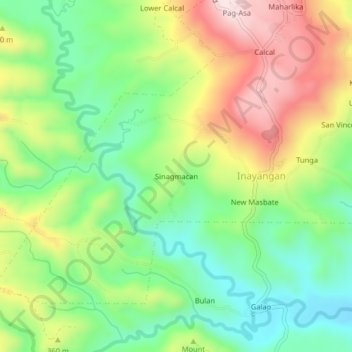 Mapa topográfico Sinagmacan, altitude, relevo