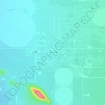 Mapa topográfico Sunizona, altitude, relevo