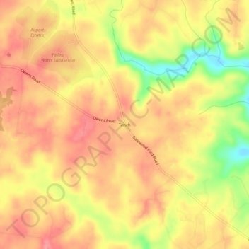 Mapa topográfico Tench, altitude, relevo