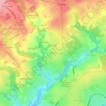 Mapa topográfico Villefelix, altitude, relevo