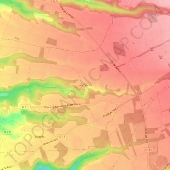 Mapa topográfico Les Fabres, altitude, relevo
