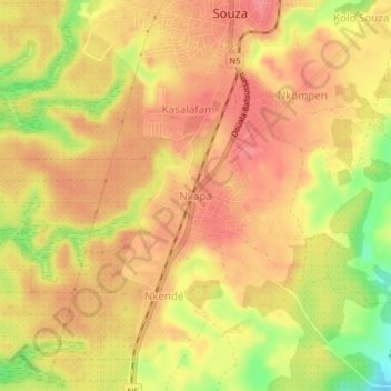Mapa topográfico Nkapa, altitude, relevo
