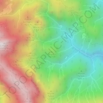 Mapa topográfico Degara, altitude, relevo