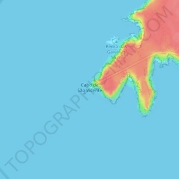 Mapa topográfico Cap Saint-Vincent, altitude, relevo