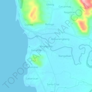 Mapa topográfico Maragayap, altitude, relevo
