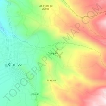 Mapa topográfico Catequilla, altitude, relevo