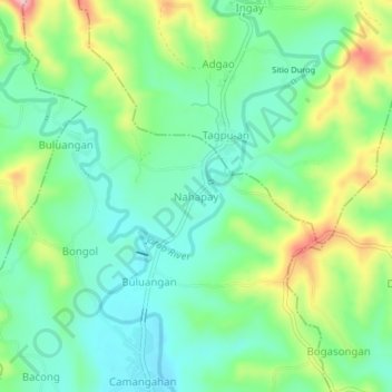 Mapa topográfico Nahapay, altitude, relevo