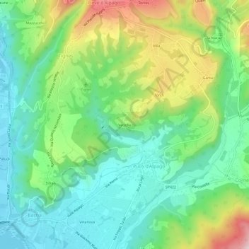 Mapa topográfico Valzella, altitude, relevo
