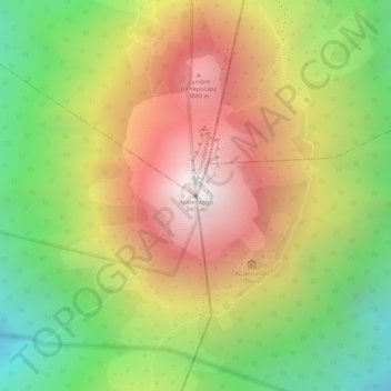 Mapa topográfico Acatenango, altitude, relevo