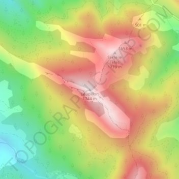 Mapa topográfico L'Aupillon, altitude, relevo