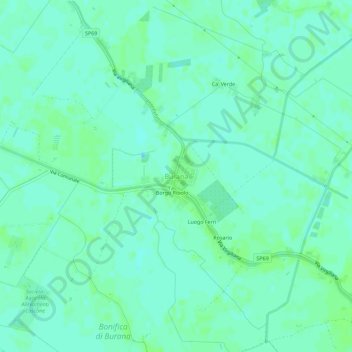 Mapa topográfico Burana, altitude, relevo