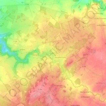 Mapa topográfico Les Morins, altitude, relevo