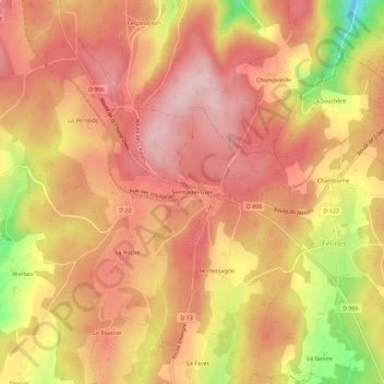 Mapa topográfico Sembadel-Gare, altitude, relevo