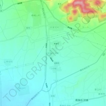 Mapa topográfico 北独乐河村, altitude, relevo