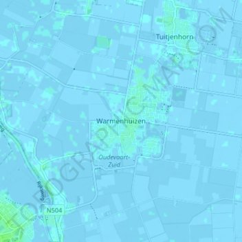 Mapa topográfico Warmenhuizen, altitude, relevo