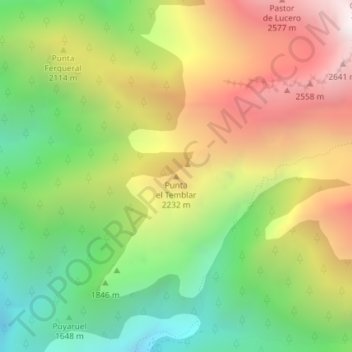 Mapa topográfico Punta el Temblar, altitude, relevo