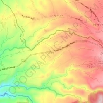 Mapa topográfico Aga, altitude, relevo