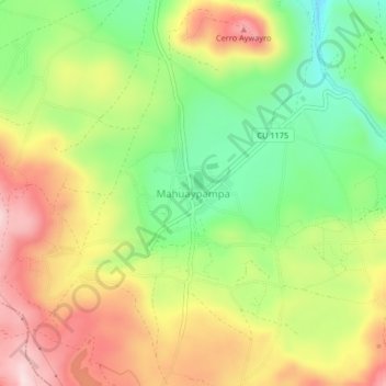 Mapa topográfico Mahuaypampa, altitude, relevo