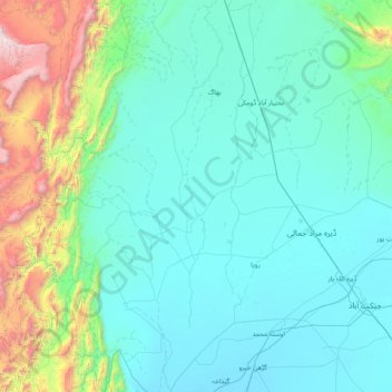 Mapa topográfico Kachhi District, altitude, relevo