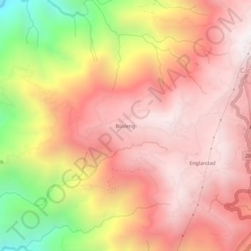 Mapa topográfico Bosleng, altitude, relevo