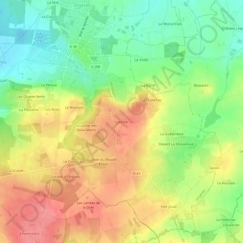 Mapa topográfico Lourme, altitude, relevo