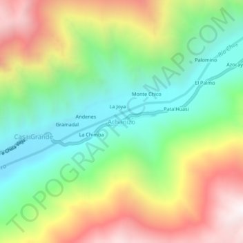 Mapa topográfico Achanizo, altitude, relevo