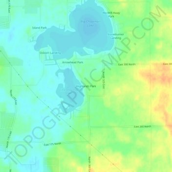 Mapa topográfico Highlands Park, altitude, relevo