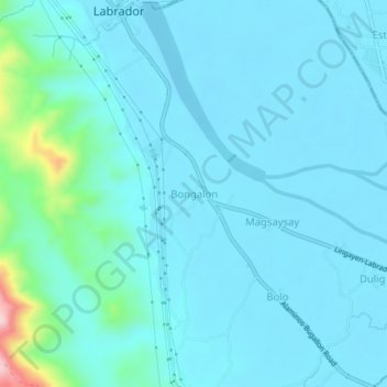 Mapa topográfico Bongalon, altitude, relevo