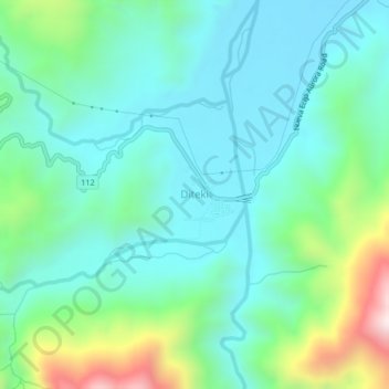 Mapa topográfico Diteki, altitude, relevo