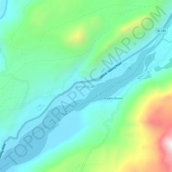 Mapa topográfico Junali Kuch, altitude, relevo