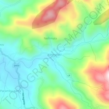 Mapa topográfico Konnakad, altitude, relevo