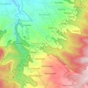 Mapa topográfico Mekarmukti, altitude, relevo