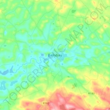 Mapa topográfico Ballybay, altitude, relevo