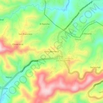 Mapa topográfico Vista Hermosa, altitude, relevo