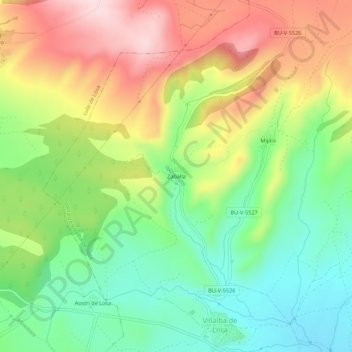 Mapa topográfico Zaballa, altitude, relevo