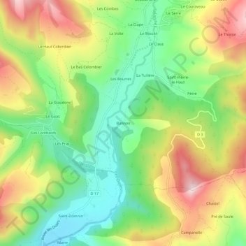 Mapa topográfico Bannon, altitude, relevo