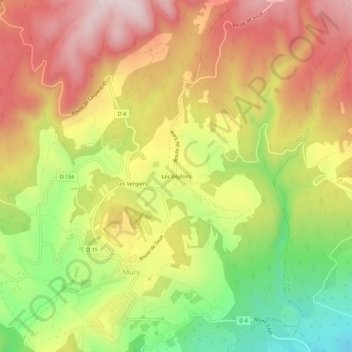 Mapa topográfico Les Beylons, altitude, relevo